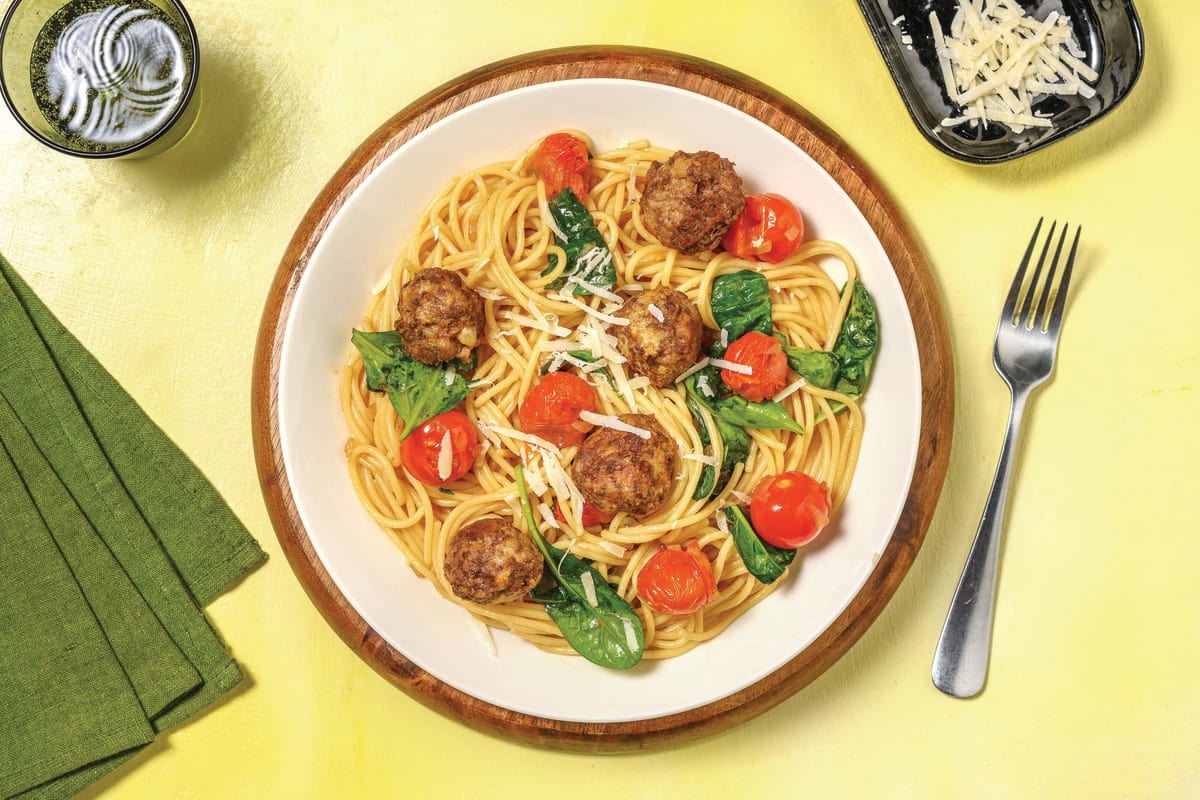 Spiced Beef Meatball Spaghetti