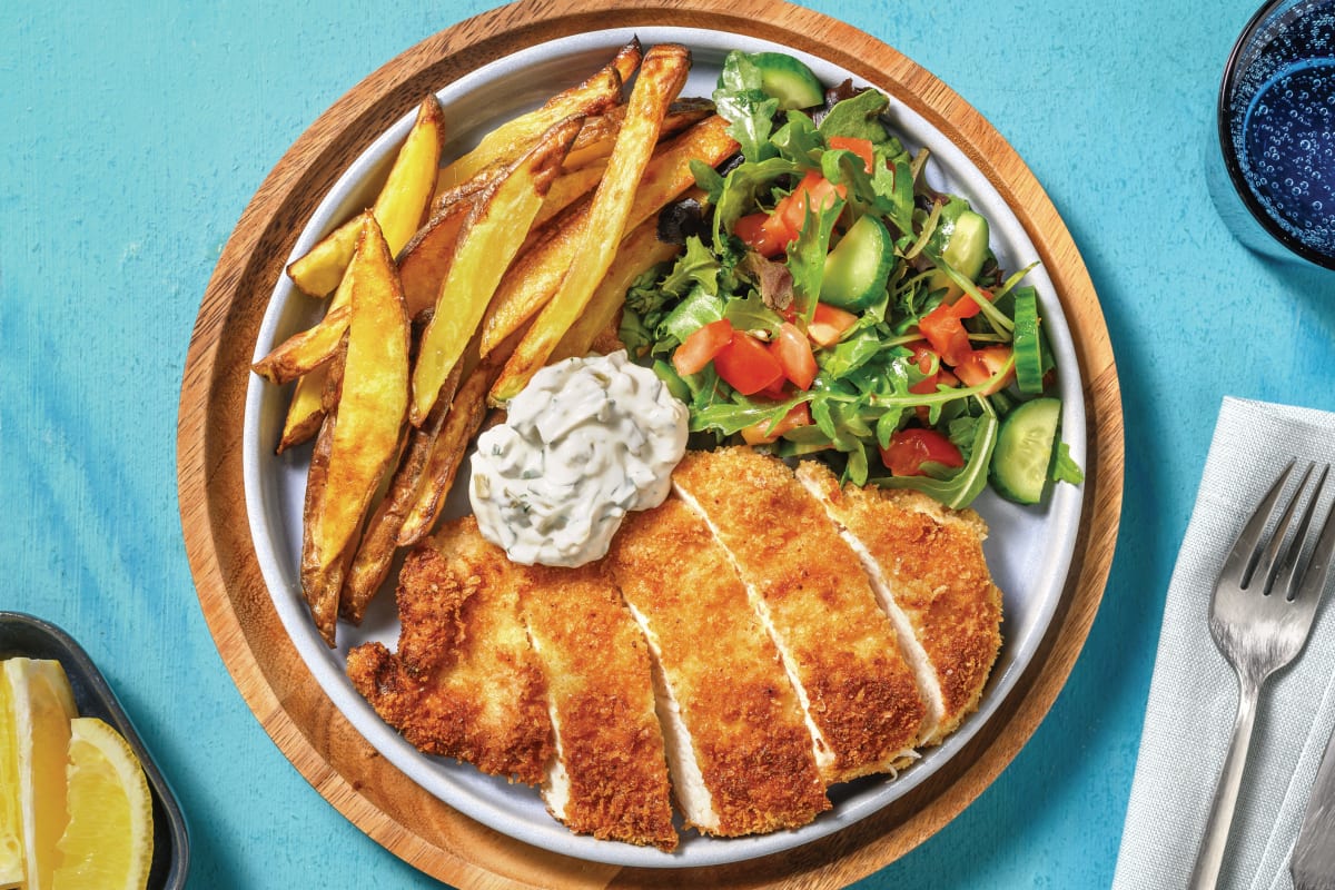 Golden Chicken Schnitzel & Tartare Sauce