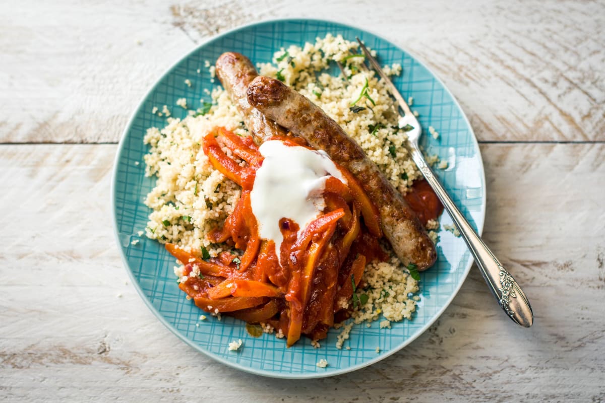 Spiced Fennel Sausages with Herbed Couscous