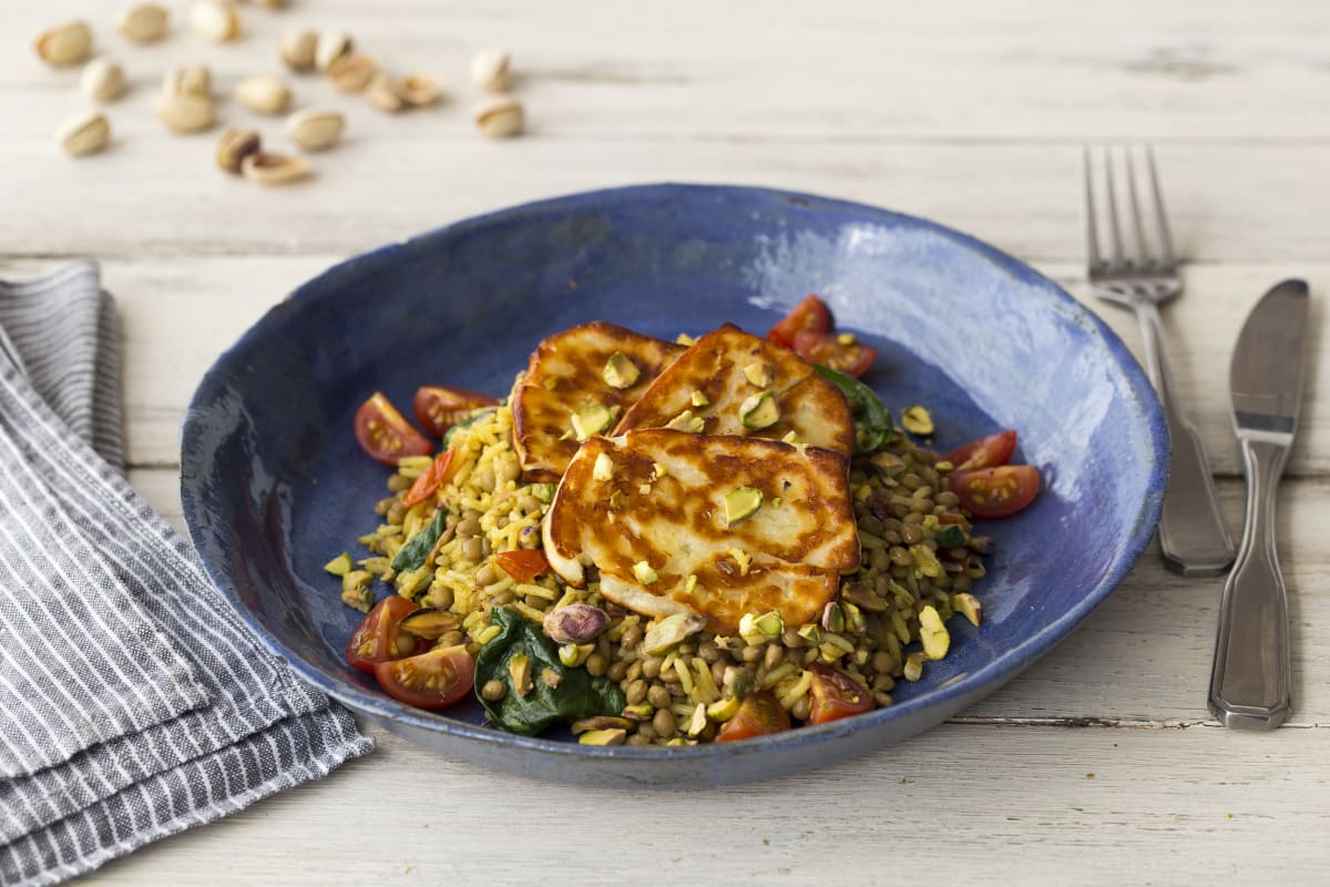 Spiced Lentils with Grilled Halloumi