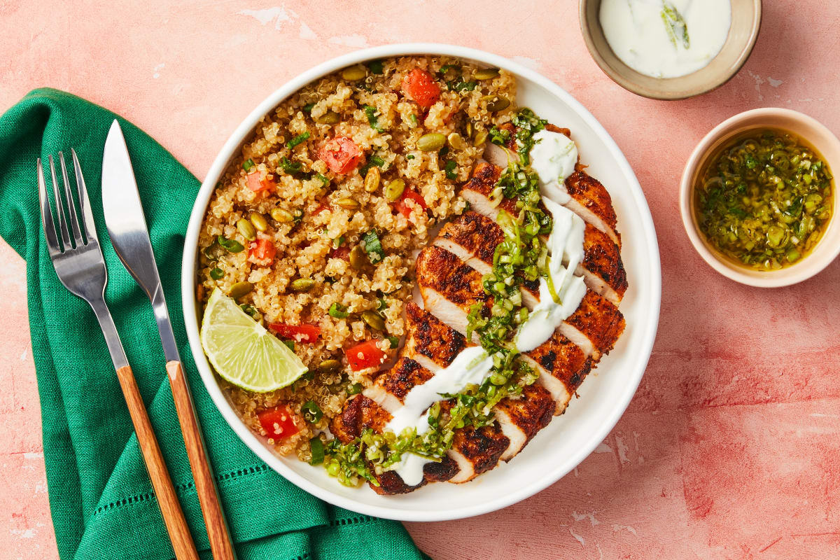 Spiced Pork Chops & Tomato Quinoa Salad