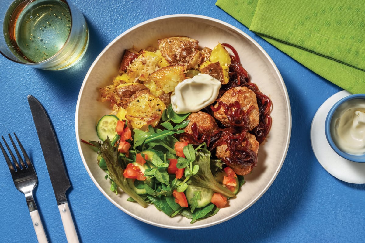 Spiced Pork Meatballs & Caramelised Onion