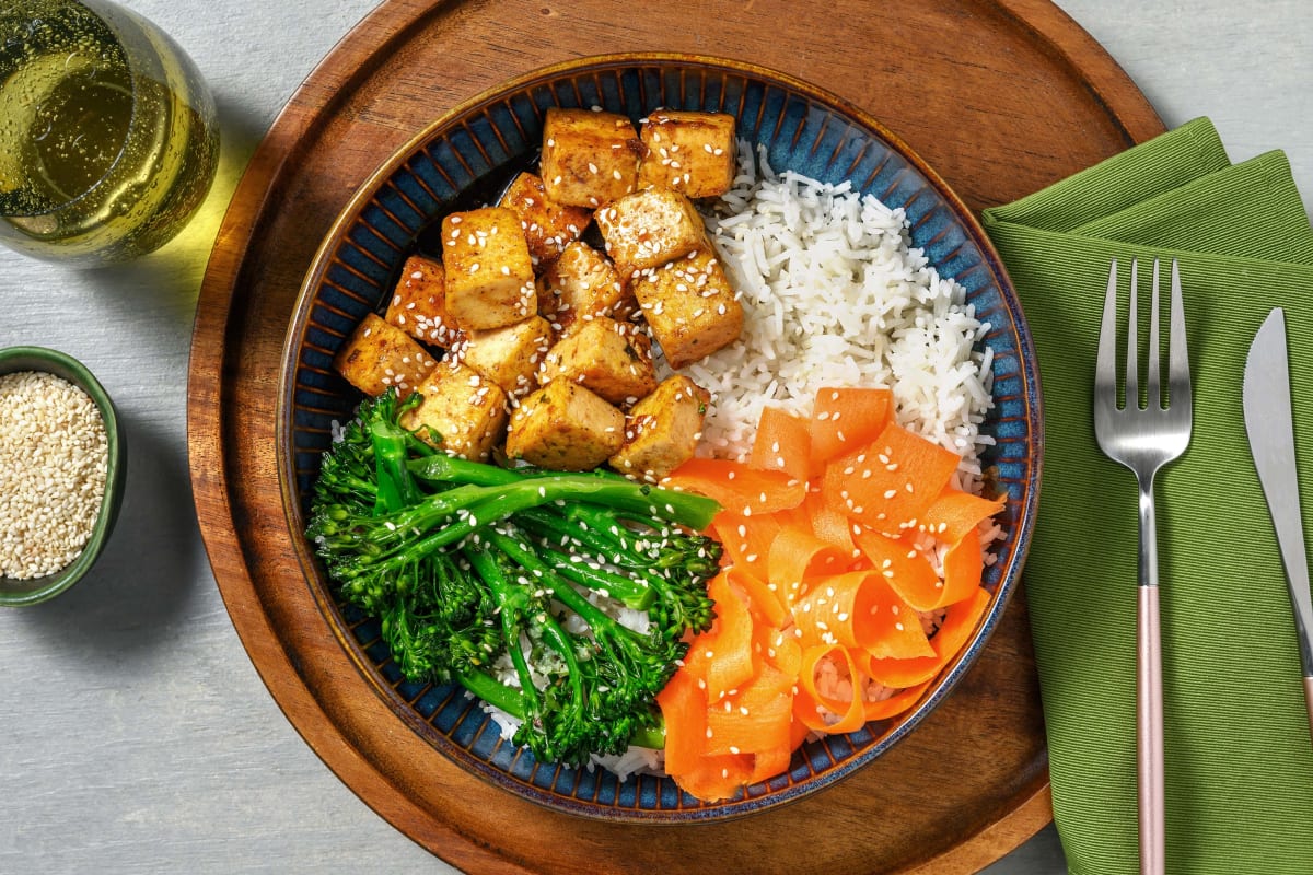 Spiced Tofu Sesame Rice Bowl