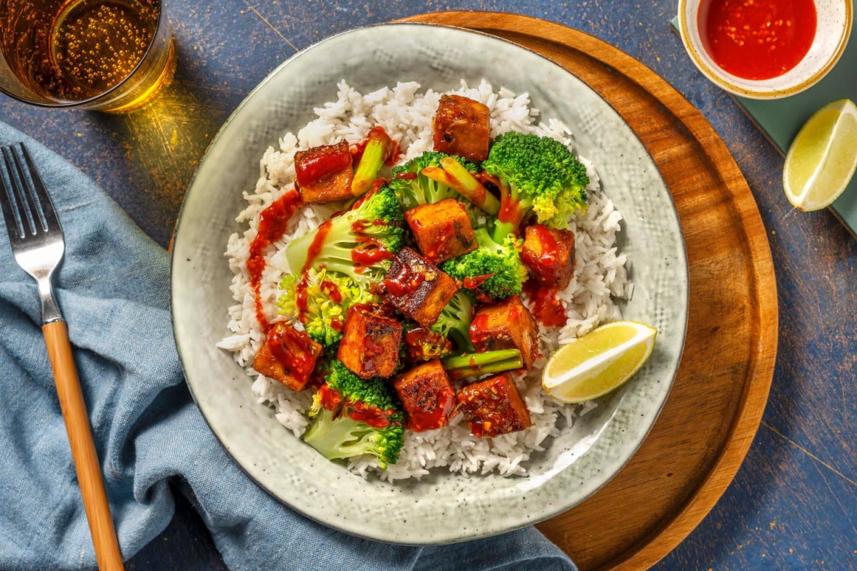 Spicy Sticky Tofu mit Brokkoli