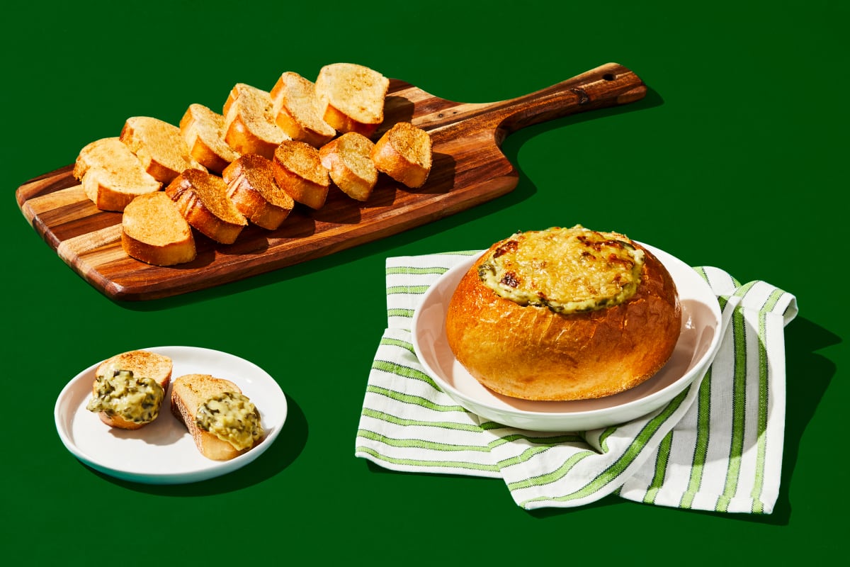 Spinach Artichoke Dip in a Bread Bowl