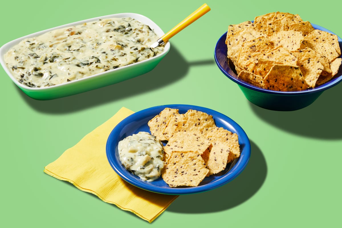 Spinach Artichoke Dip & Multigrain Tortilla Chips