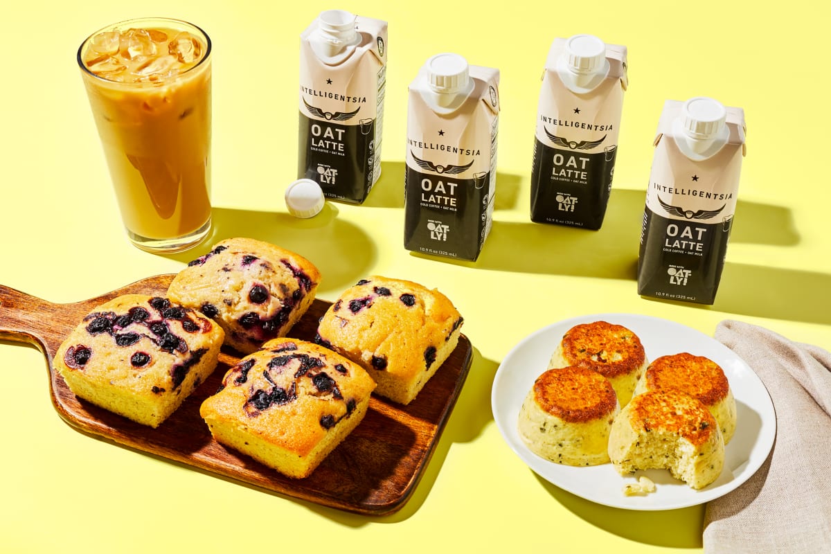Spinach & Feta Egg Bites + Oat Lattes + Blueberry Muffins