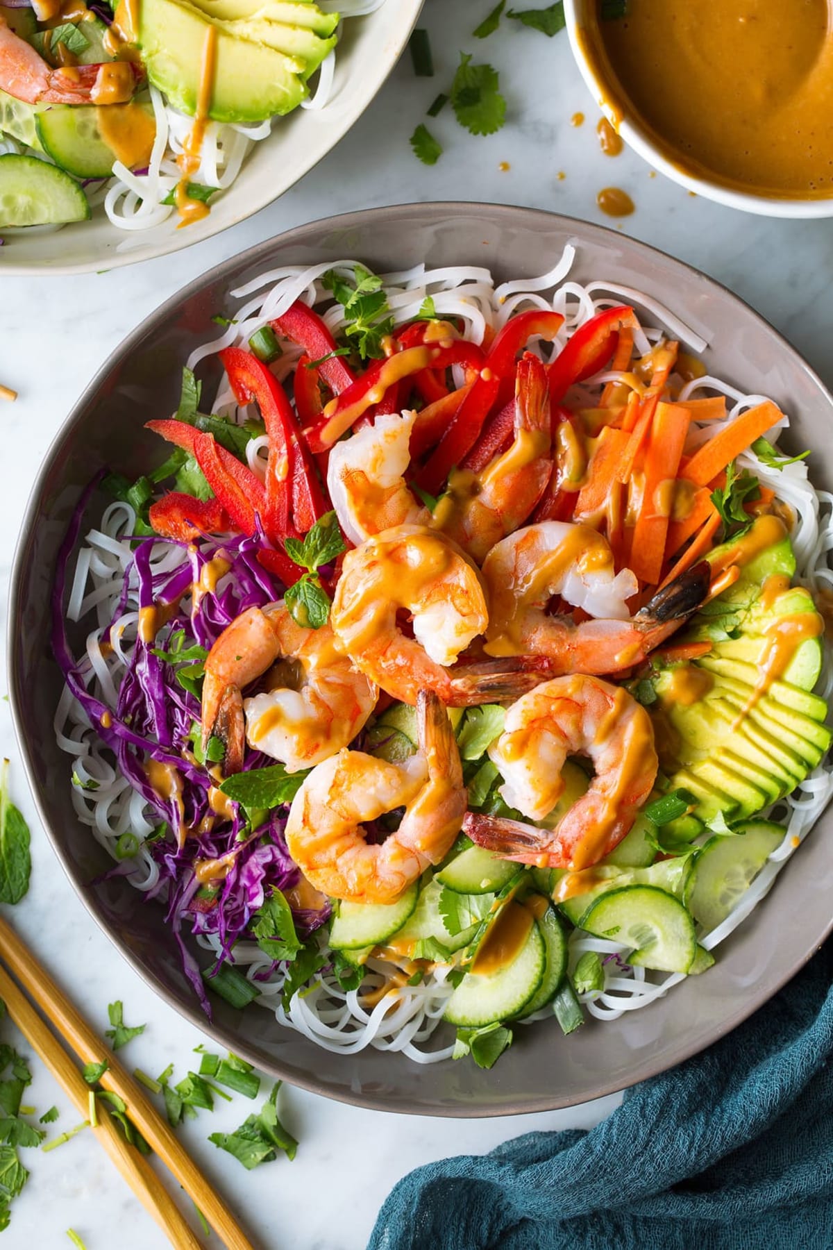 Vietnamese Inspired Shrimp Fresh Roll Bowls