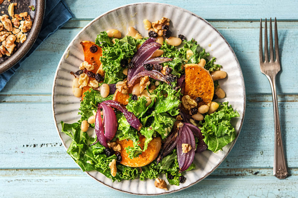 Squash, Kale and Marinated Cannellini Bean Salad Recipe HelloFresh