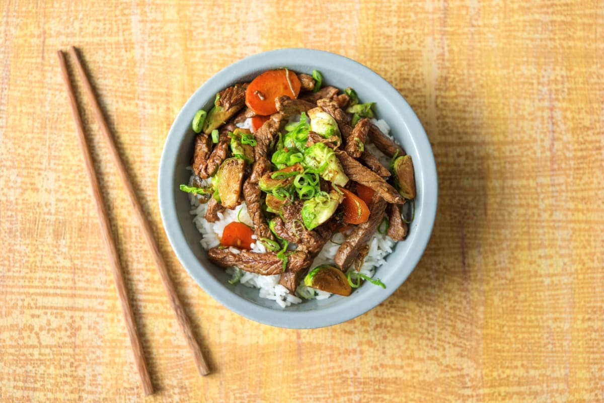 Steak and Brussels Sprout Stir-Fry