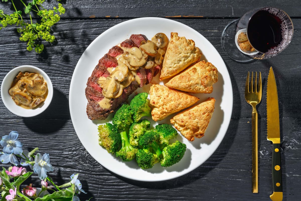 Tenderloin Steaks and Cheddar Biscuits