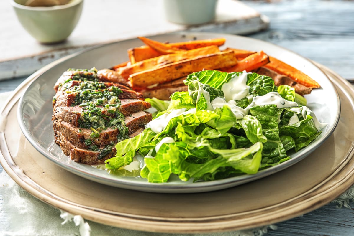 Steak et beurre aux herbes