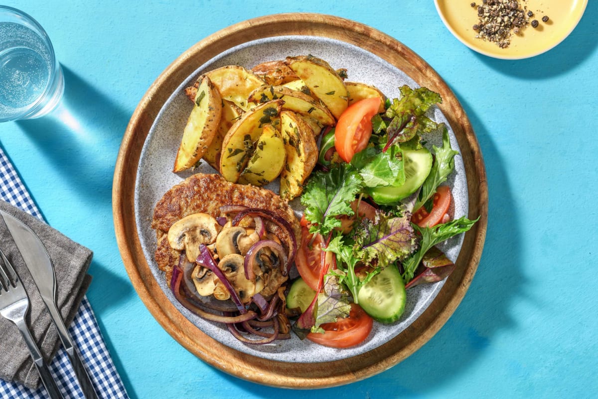 Steak haché de bœuf aux champignons