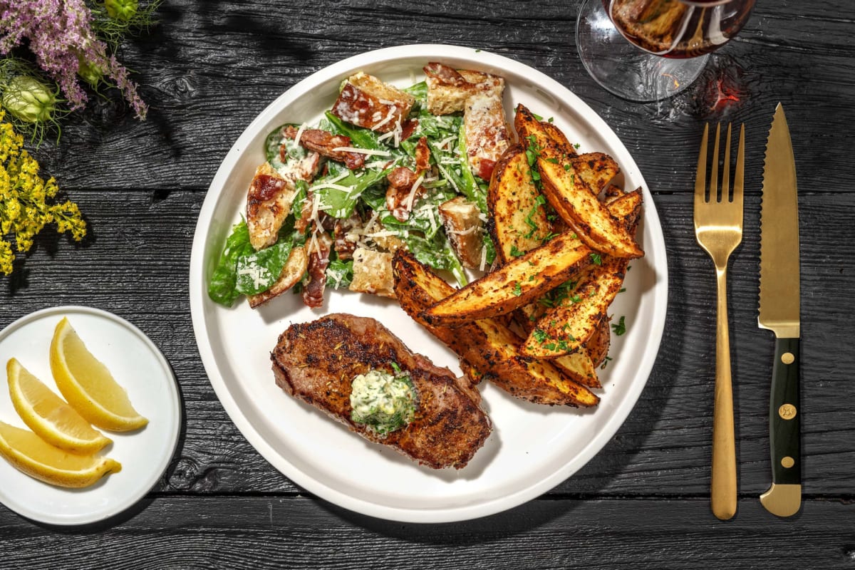 Spiced Steaks and Parsley Butter