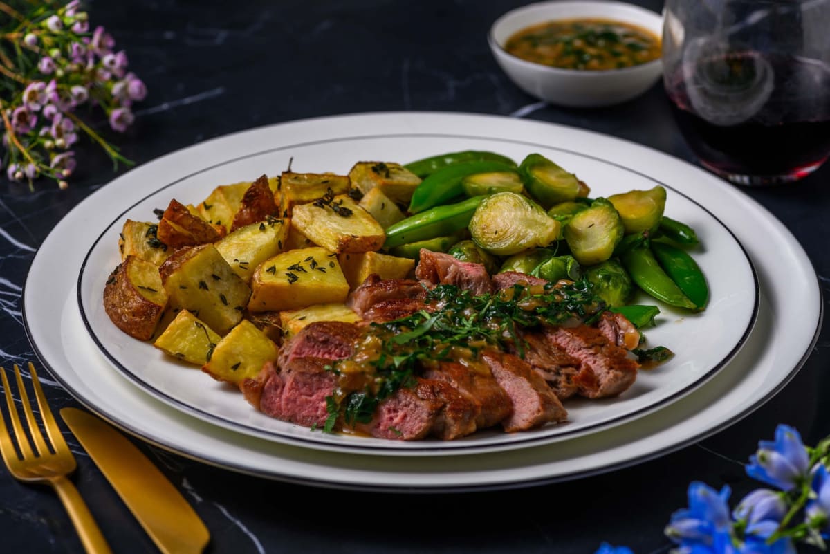 Pan-Seared Steak and Thyme-Onion Gravy