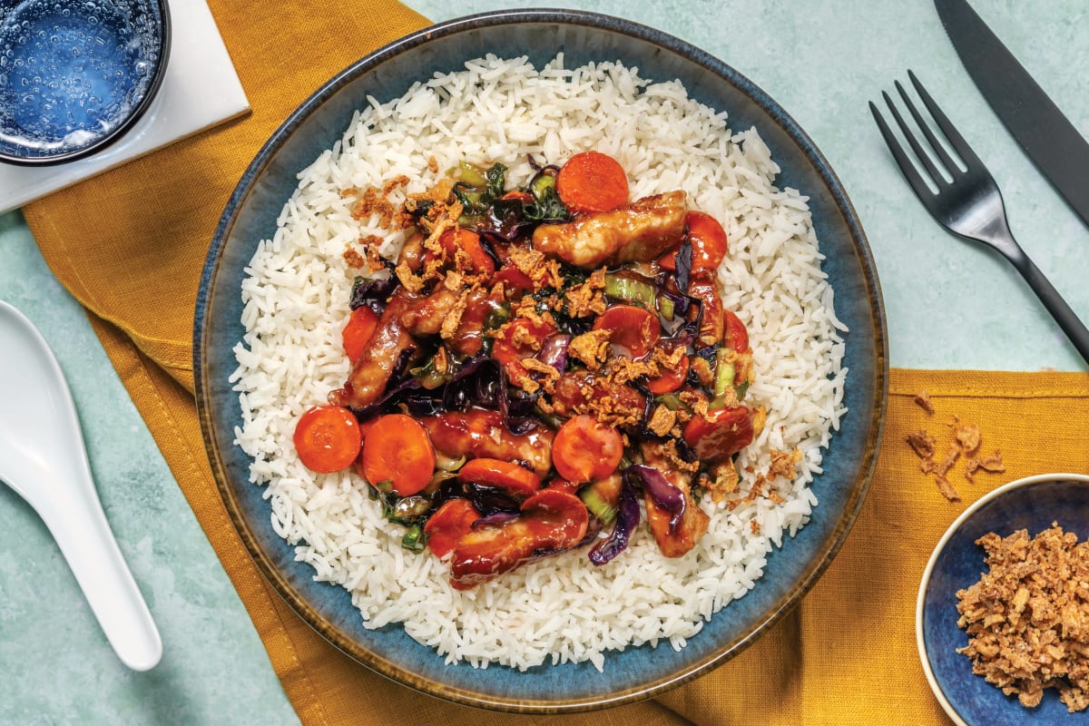 Quick Sticky Char Siu Pork & Veggie Stir-Fry