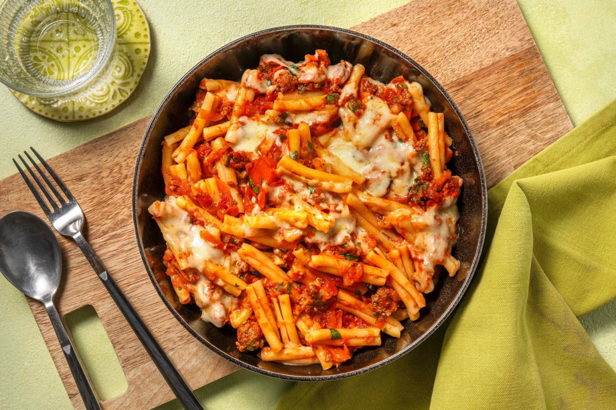 Strozzapreti! Pasta mit käsiger Bolognese