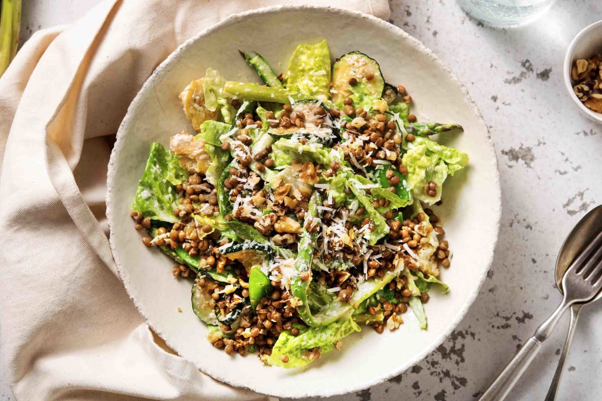 Super Green Lentil Caesar Salad