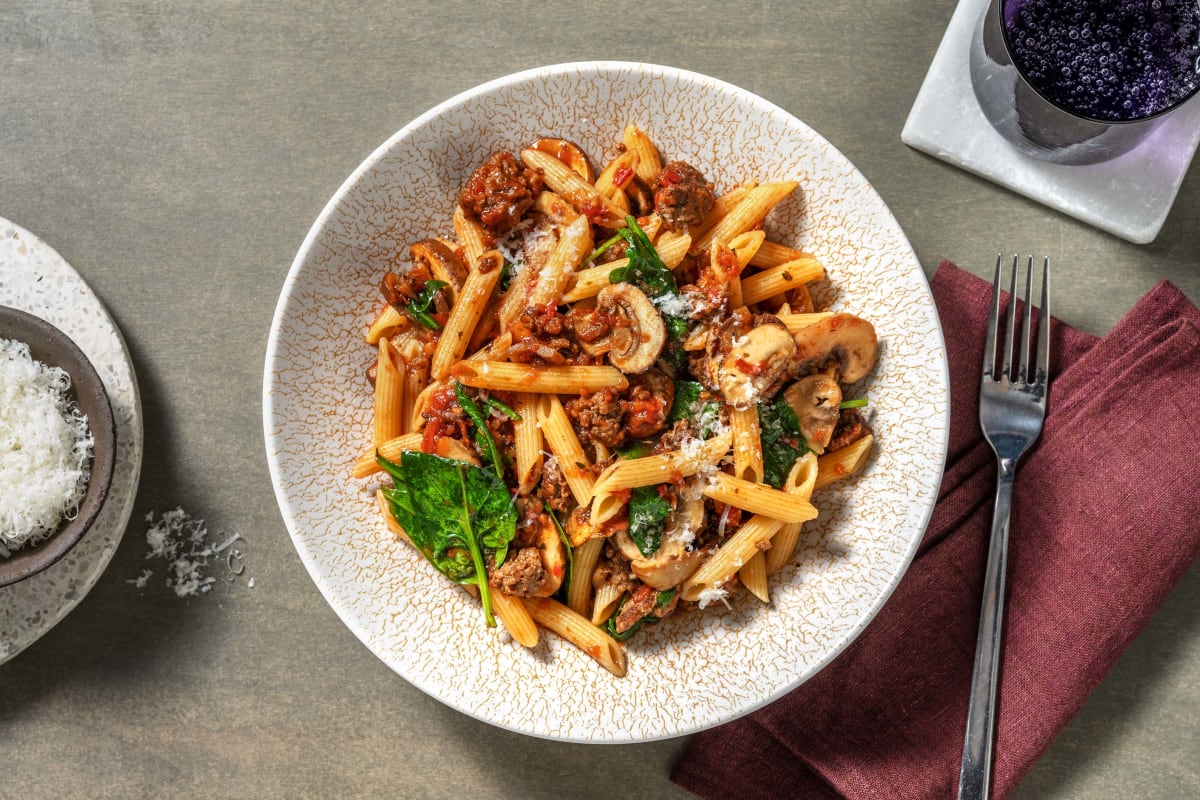 Super Quick Penne Beef Ragu