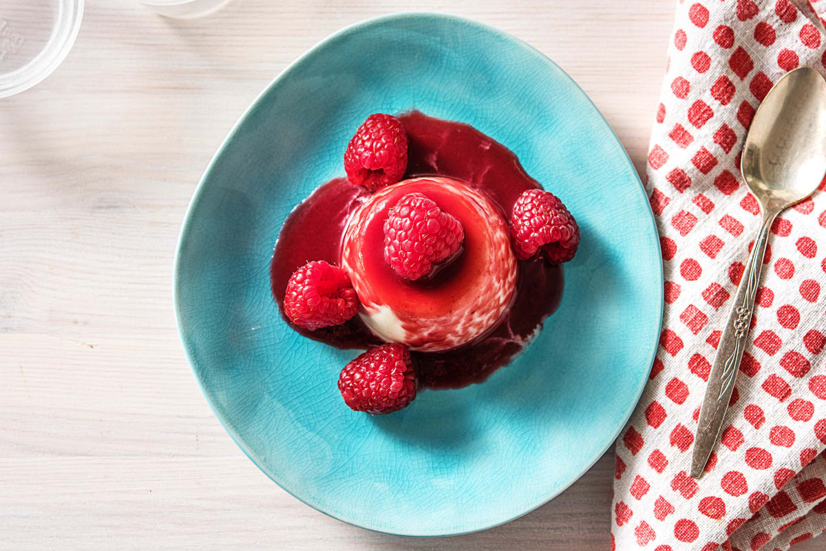 Supersnelle panna cotta met verse frambozen (2x 130gr / kant-en-klaar)