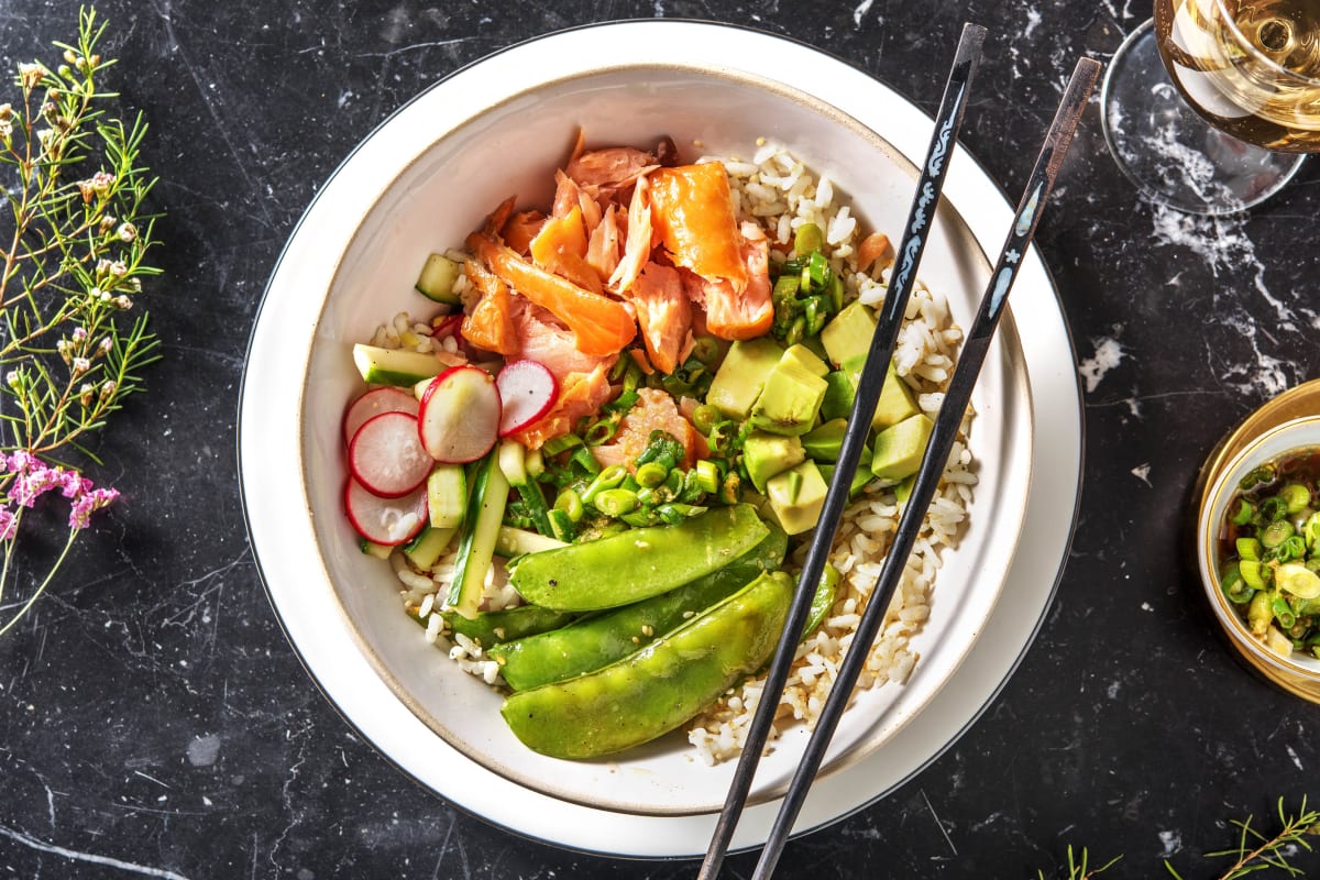 Sushi Bowl Au Saumon Fume A Chaud Recette Hellofresh