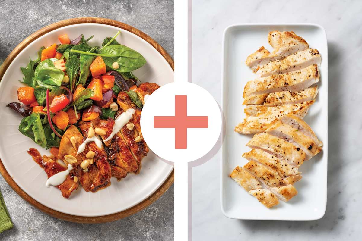 Sweet-Soy Double Chicken & Roast Pumpkin Salad