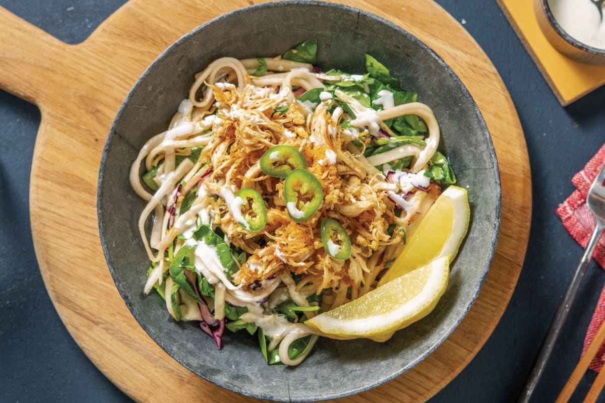 Quick Sweet-Soy Pulled Chicken & Daikon Noodle Salad