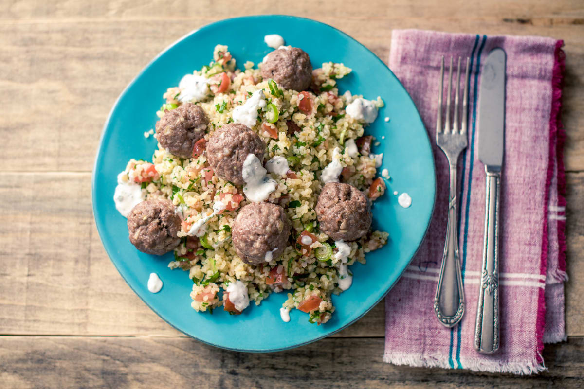 Sweet Spiced Moroccan Meatballs with Tabbouleh