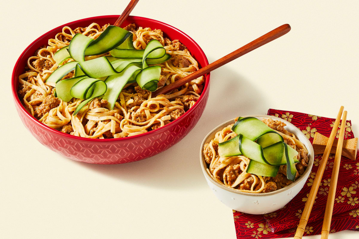 Sweet & Spicy Peanut Noodles with Pork