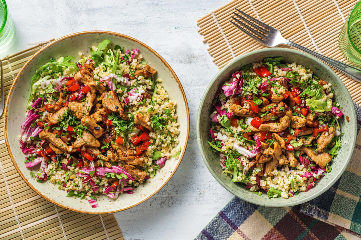 Tabouleh met varkenshaasreepjes