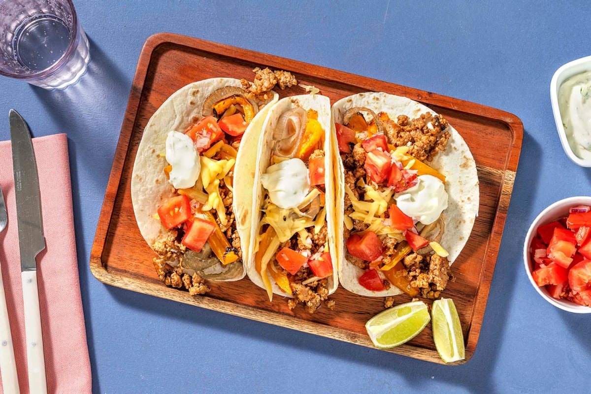 Tacos au Beyond Meat® et aux poivrons