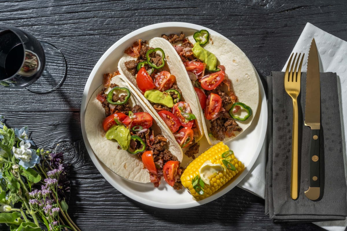 Tex-Mex Bison and Bacon Tacos