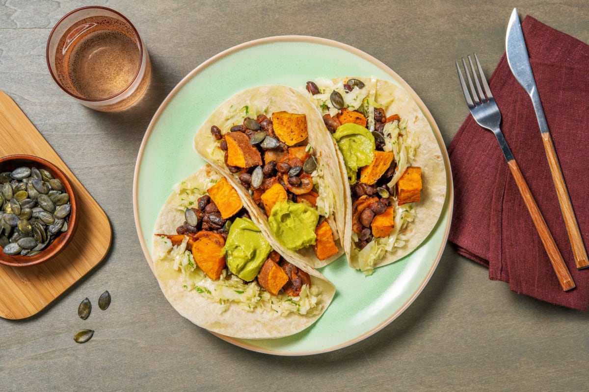 Tacos aux haricots noirs et aux champignons