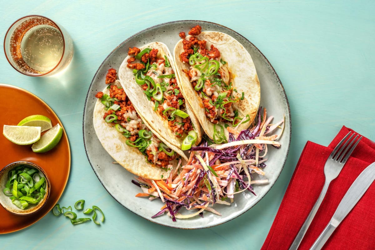 Tacos de Beyond Meat® style choriqueso