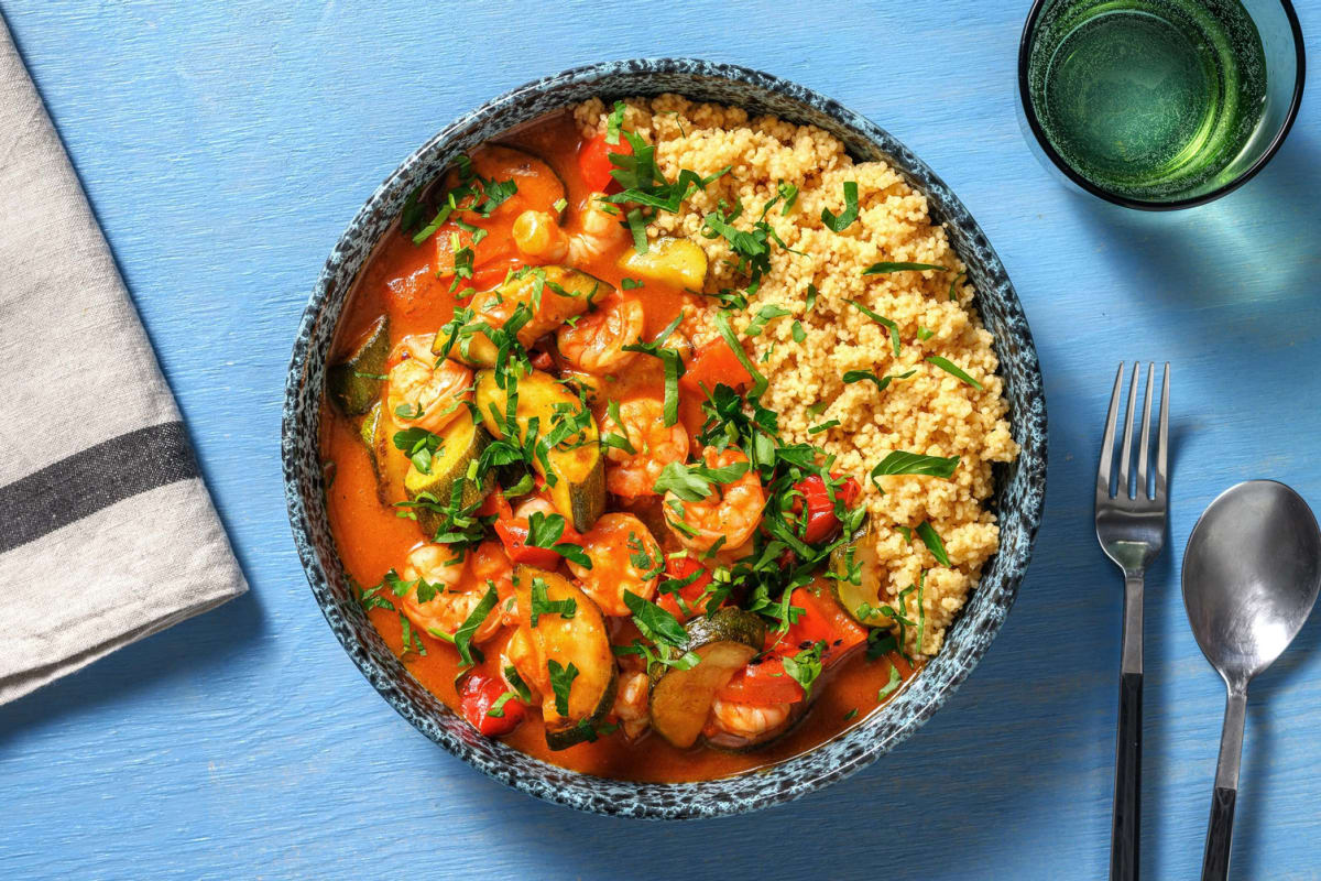 Tajine de crevettes et de légumes à la marocaine Recette