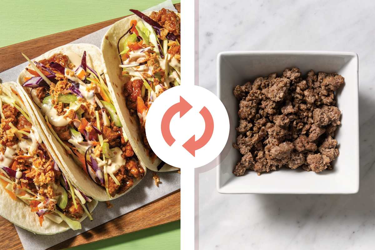 Teriyaki Beef & Celery Slaw Tacos 