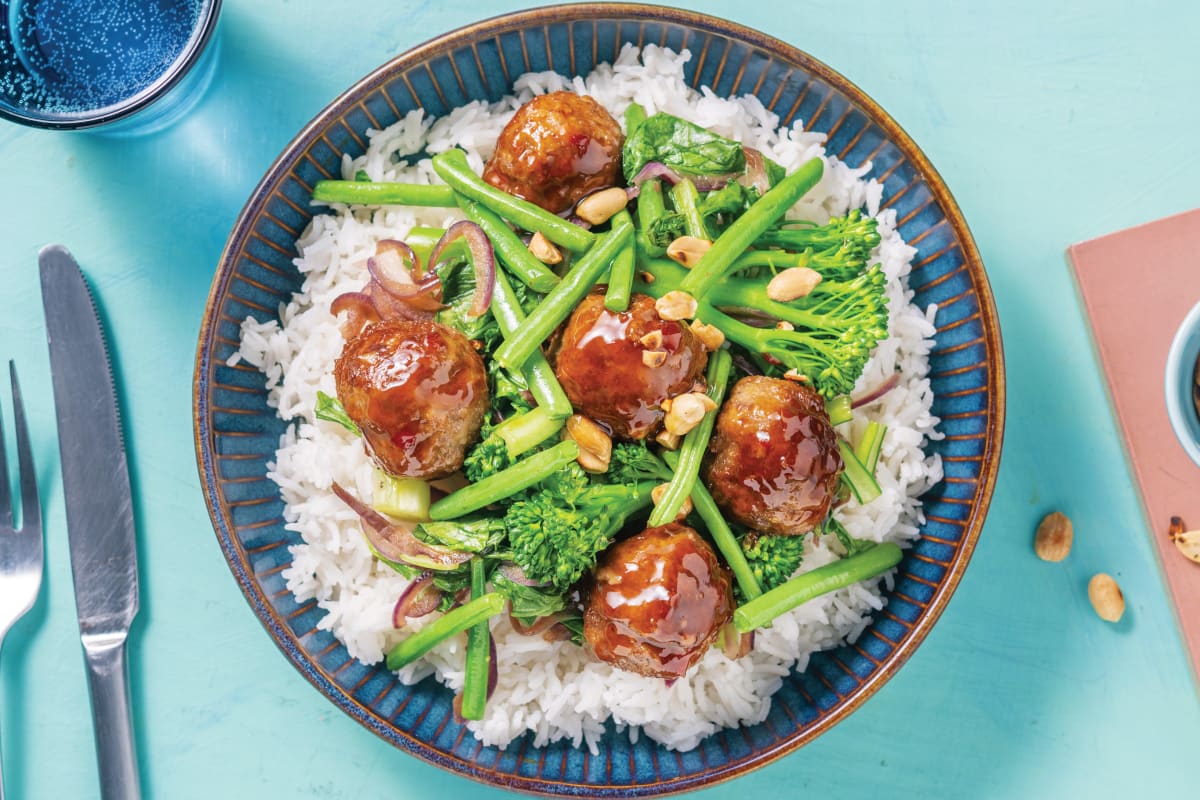 Teriyaki Beef Meatballs & Garlic Rice