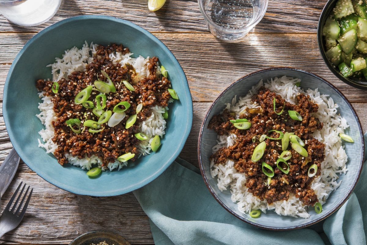 Teriyaki Beef Mince with Rice & Salad Recipe | HelloFresh