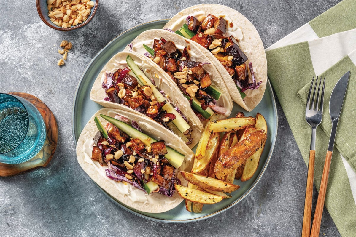 Teriyaki Eggplant & Slaw Tacos