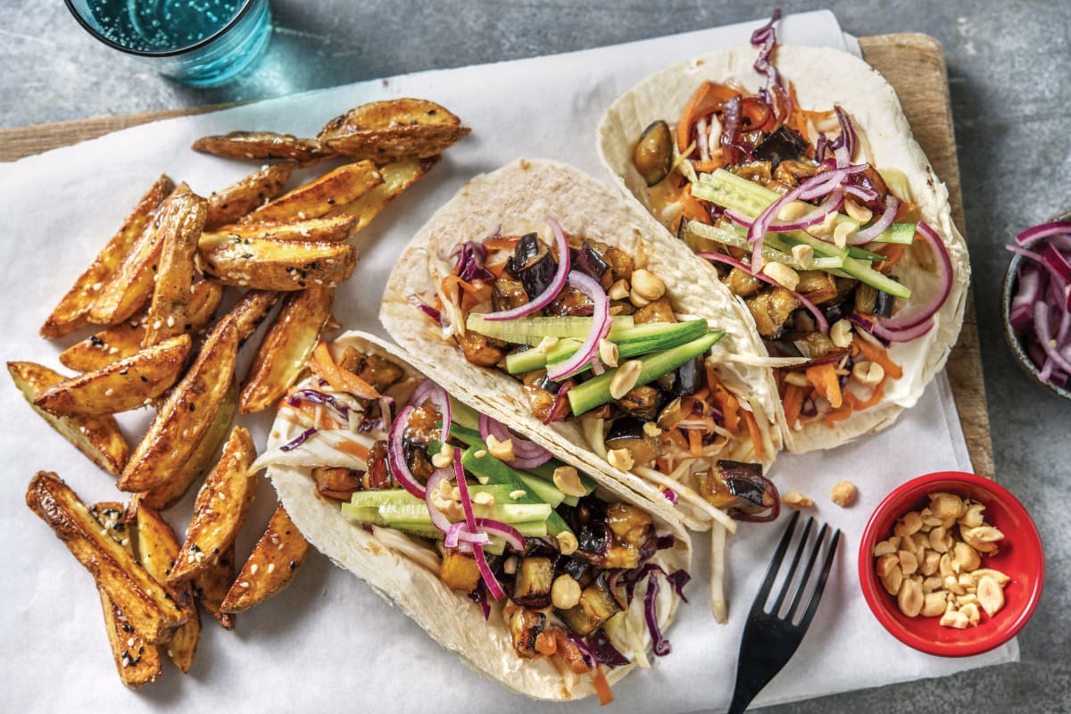 Teriyaki Eggplant & Slaw Tacos