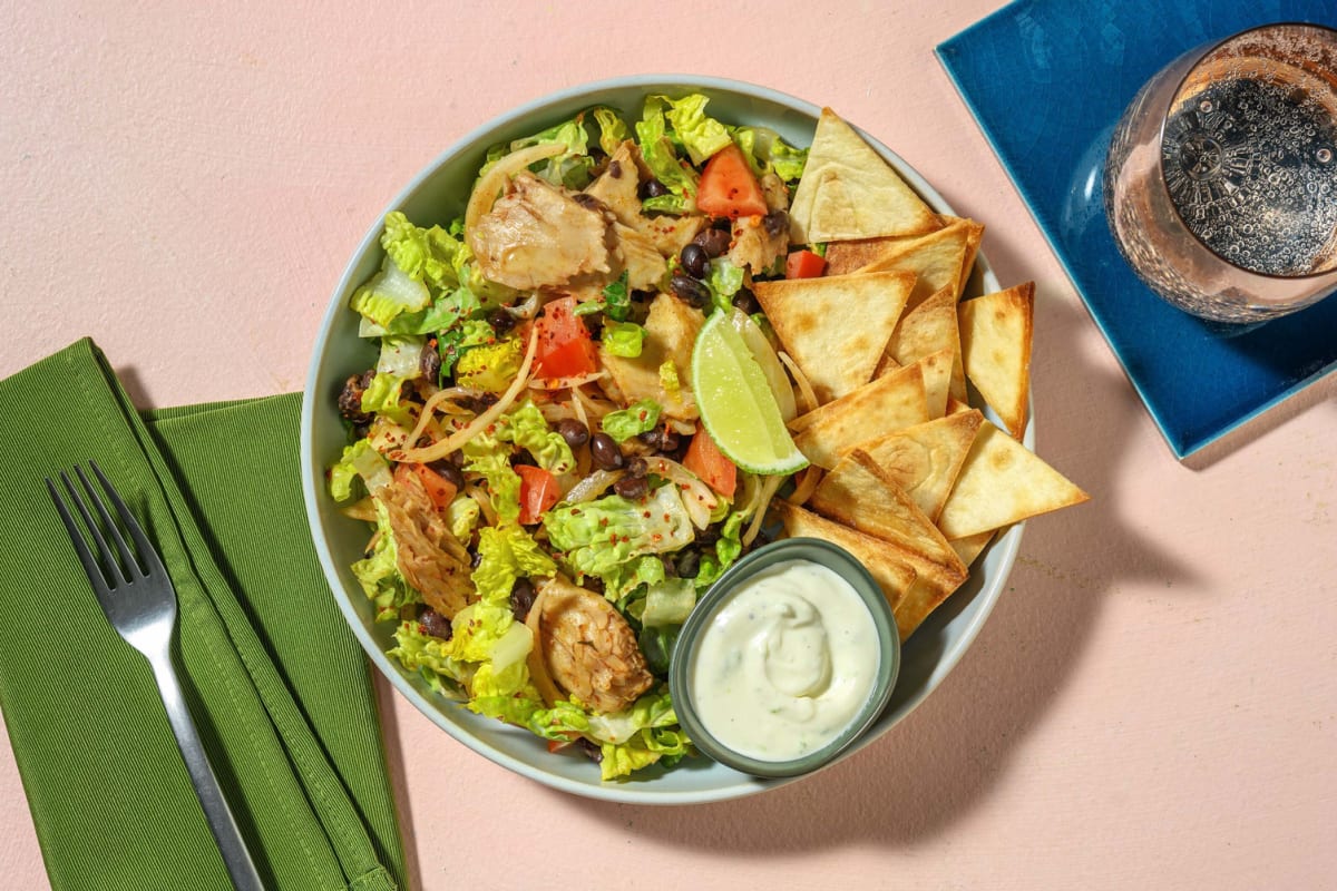 Tex Mex Salat mit veganen Filetstücken