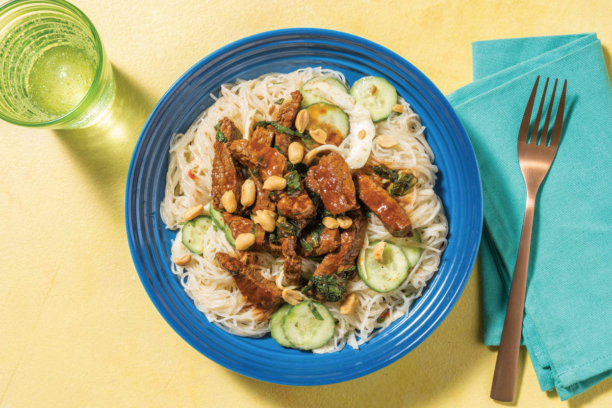 Thai Beef Vermicelli & Wombok Salad with Sesame Sweet Chilli Dressing