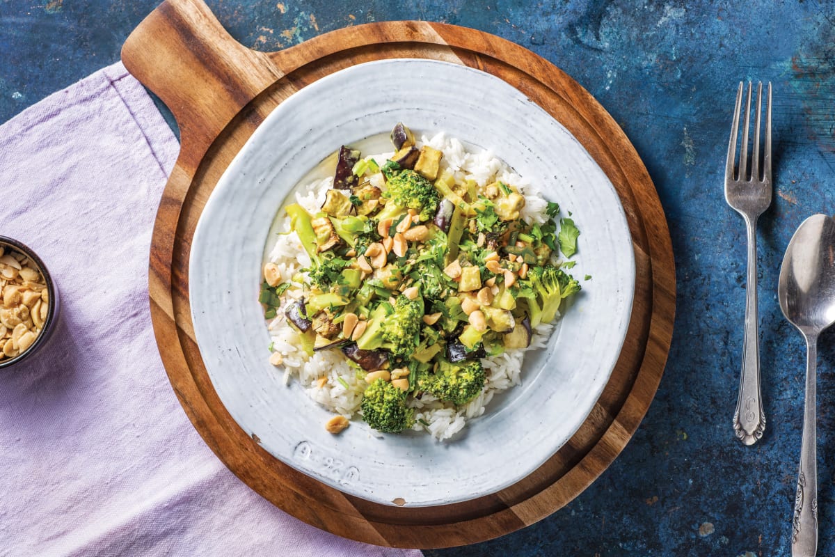 Thai Eggplant & Broccoli Yellow Curry