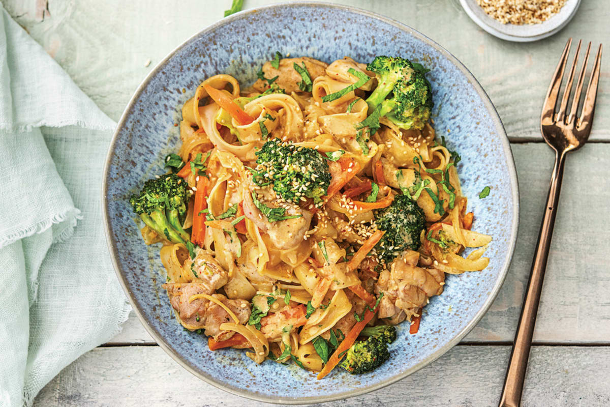 Thai Red Curry Chicken & Coconut Noodle Veggie Bowl