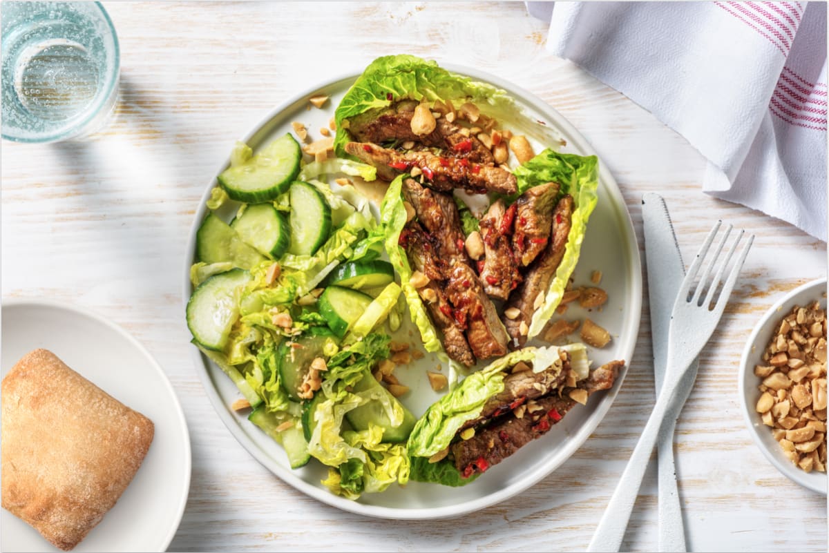 Thaise maaltijdsalade met biefstukpuntjes