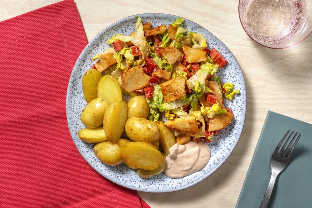 Thousand Island Salad mit veganen Filetstücken