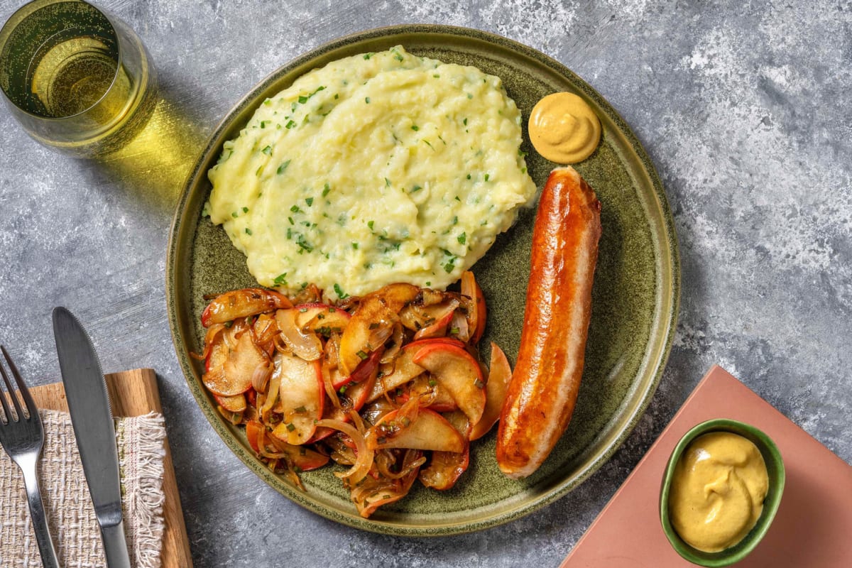 Thüringer Bratwurst mit Apfel-Zwiebel-Gemüse