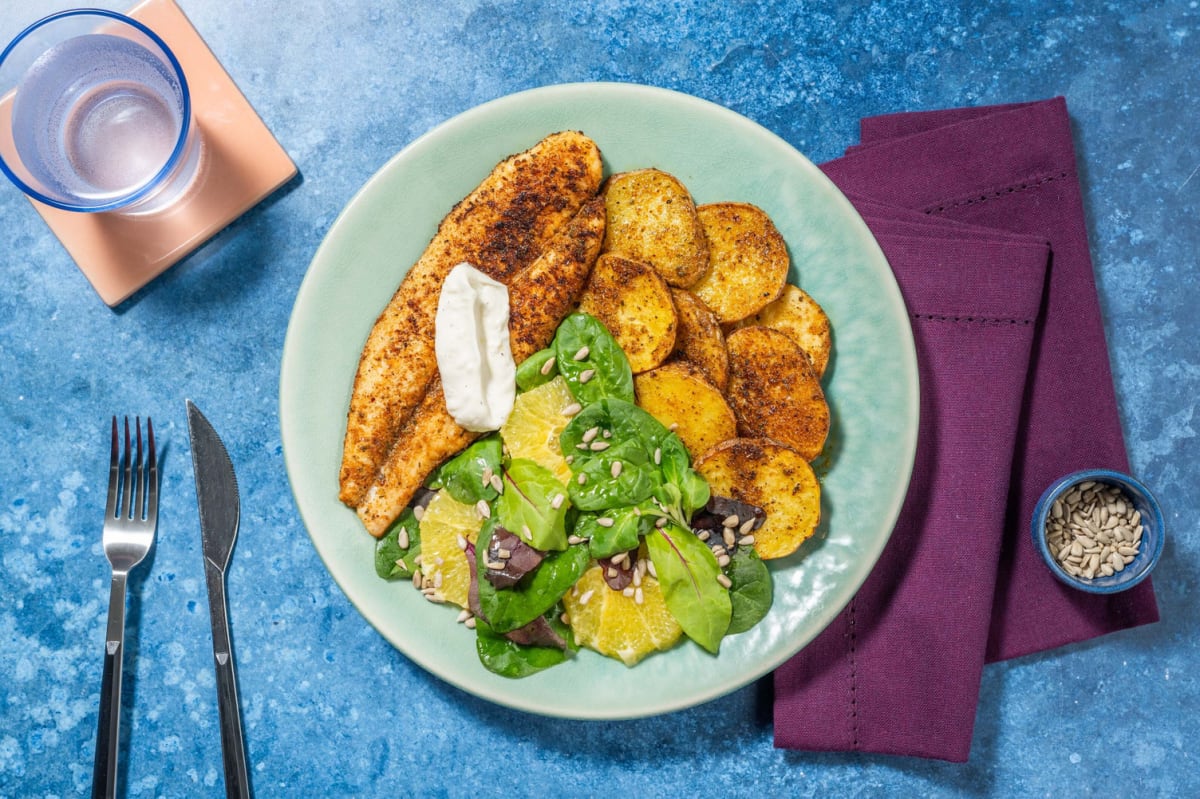 Tilapia poêlé et sauce à l’ail acidulée