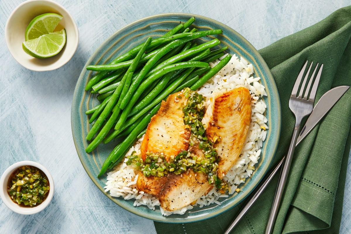 Tilapia with Scallion Sriracha Pesto