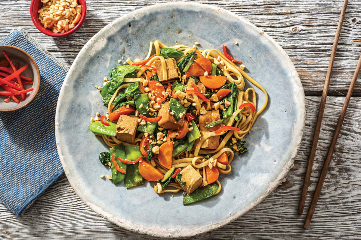 Sweet Soy Tofu Noodle Stir-Fry